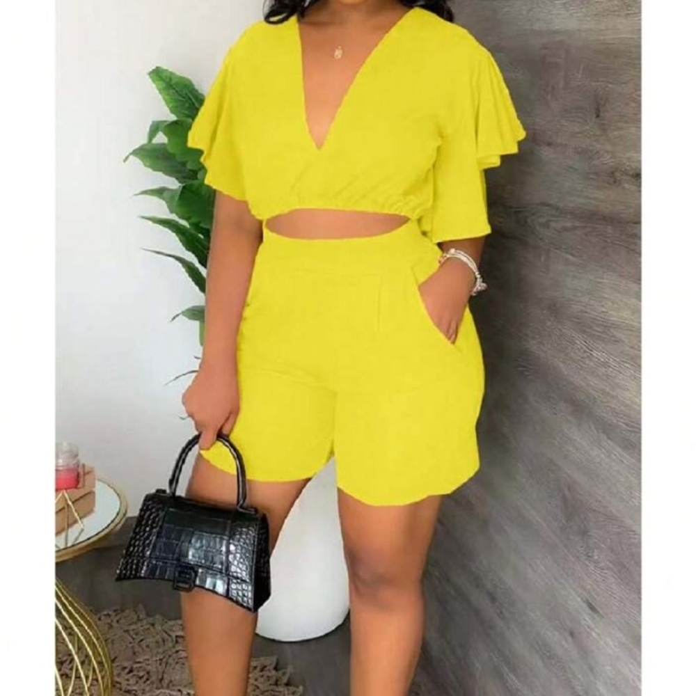 Summer CROP TOP 2 piece Shorts Set
